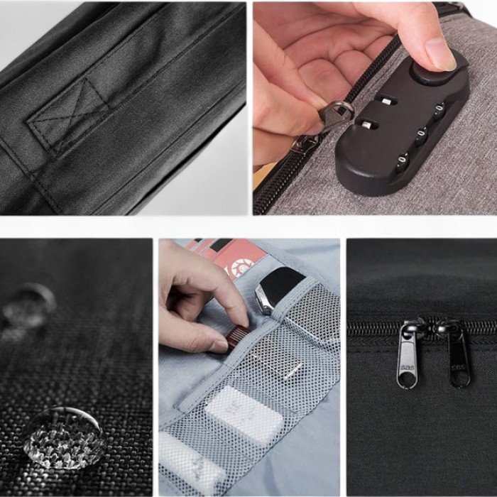 Дорожній кейс сумка органайзер для зберігання документів та гаджетів з кодовим замком. Колір: чорний