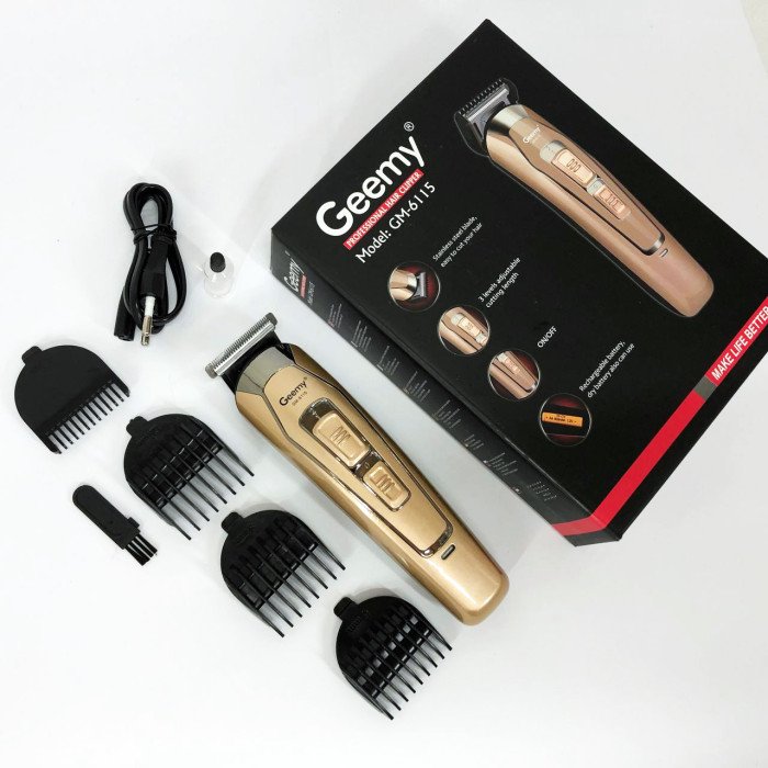 Машинка для стрижки GEMEI GM-6115, машинка для стрижки волосся домашня. Колір: бежевий