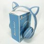 Бездротові навушники з котячими вушками та RGB підсвічуванням Cat VZV 23M. Колір: блакитний
