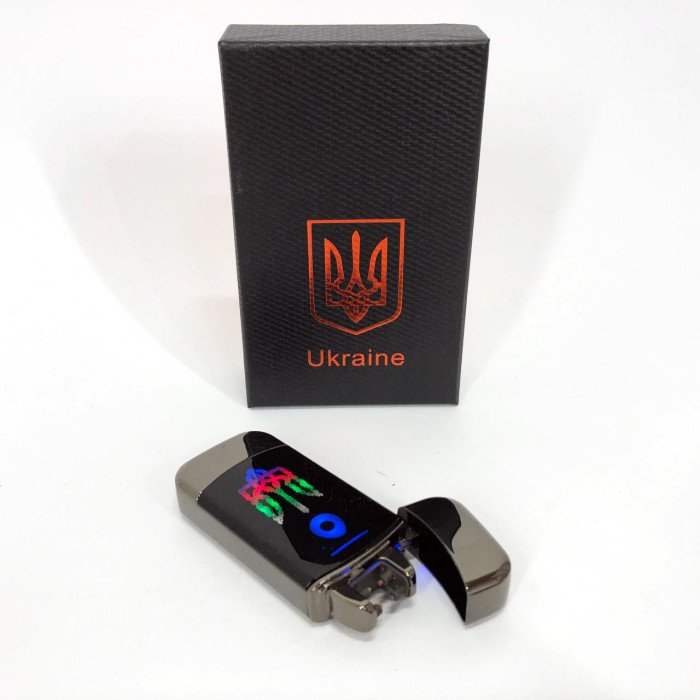 Дугова електроімпульсна запальничка із USB-зарядкою Україна LIGHTER HL-439, із зарядкою. Колір: чорний