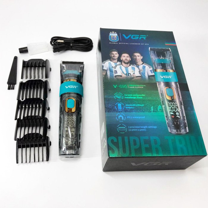 Машинка для стрижки волосся і бороди VGR V-695 з LED дисплеєм IPX7 вологозахист