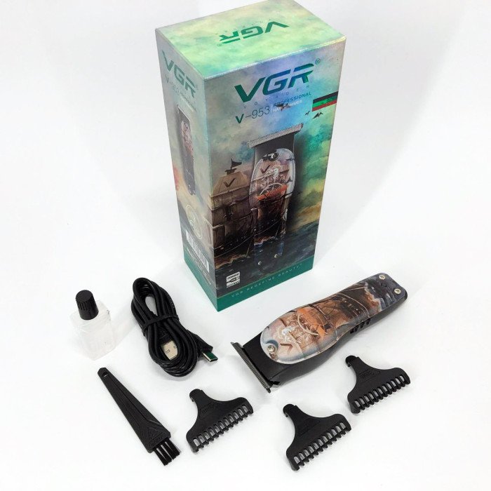 Професійний триммер для стрижки волосся та бороди VGR V-953 з насадками, окантувальна машинка