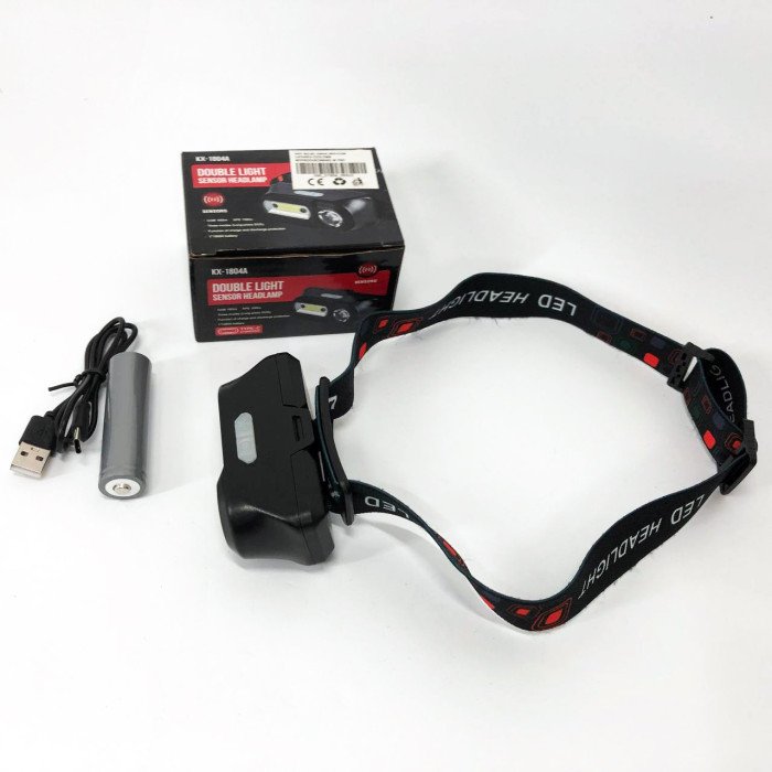 Ліхтар налобний BL-1804A COB XPE з датчиком руху, Ліхтар акумуляторний для риболовлі