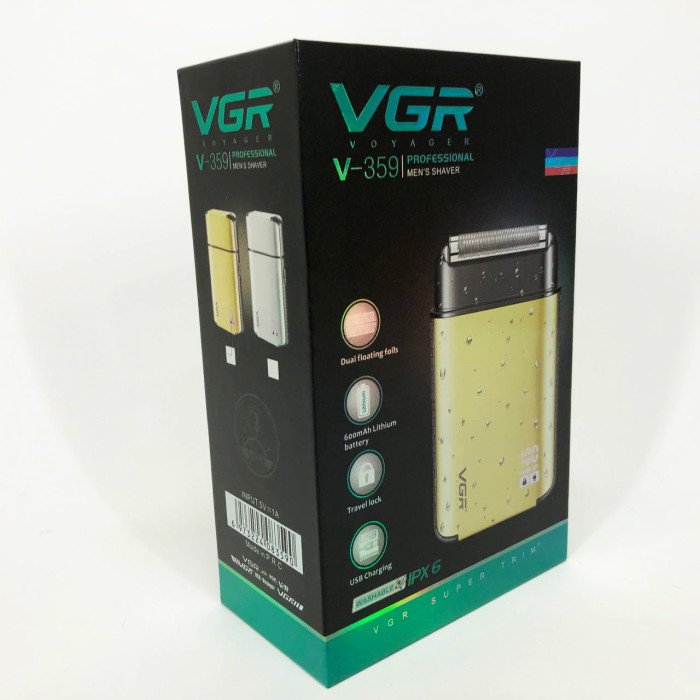 Електробритва VGR V-359 gold шейвер для вологого та сухого гоління, машинка чоловіча для гоління