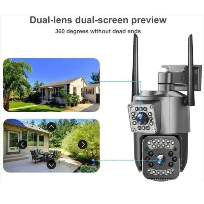 Вулична IP камера 4G/Wi-Fi з двома лінзами SC03 V380pro 4 Mп, Відеокамера з цифровим зумом та мікрофоном