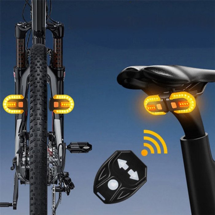 Задній габаритний вело ліхтар з поворотами FY-1825 STOP yellow з дистанційним пультом.