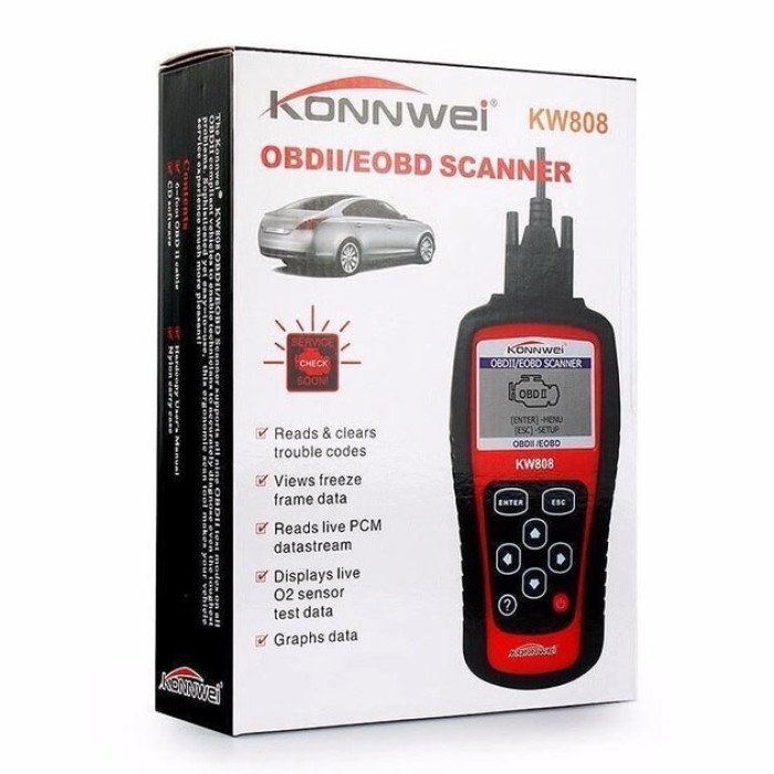 Тестер для діагностики автомобілів Konnwei KW808 OBD II/EOBD Мультимарочний діагностичний сканер