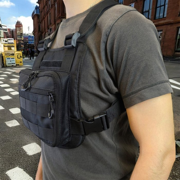 Нагрудна тактична сумка чоловіча, сумка через плече чорна розгрузка