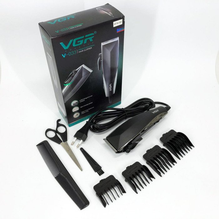 Професійна машинка для стрижки волосся VGR V-033 з функцією тримера та 4 насадками