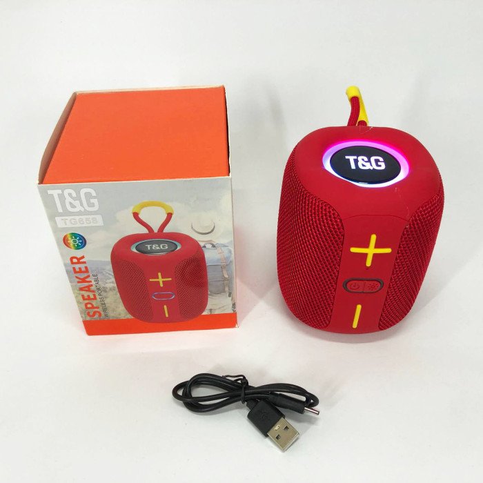 Портативна Bluetooth колонка TG658 8W з RGB підсвічуванням, колонка для вечірки. Колір: червоний