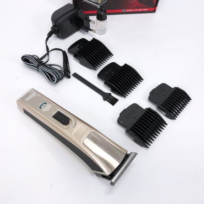 Машинка для стрижки Gemei GM-657 бездротова з комплектом насадок, Перукарські машинки