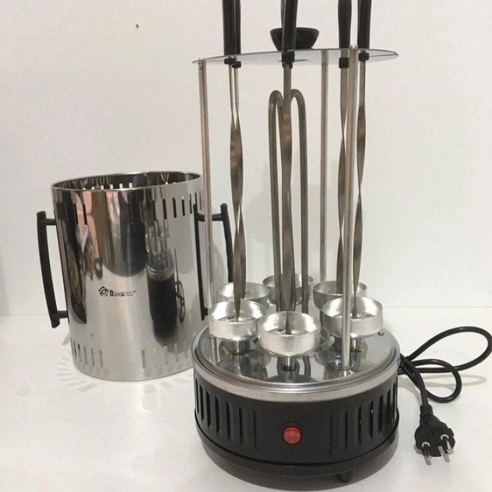 Шашличниця електрична Domotec MS-7781 на 6 шампурів 1000Вт вертикальна з нержавіючої сталі