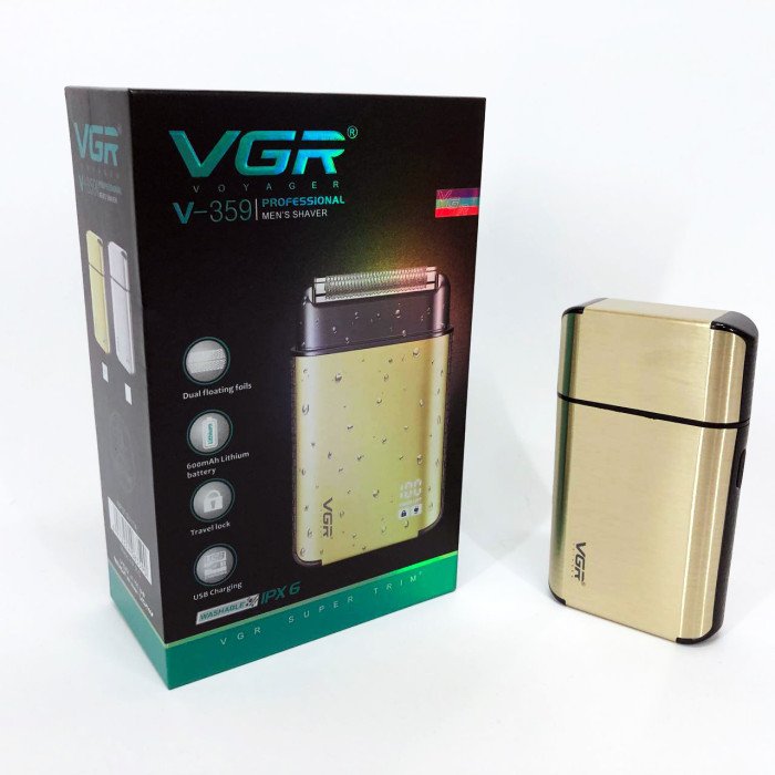 Електробритва VGR V-359 gold шейвер для вологого та сухого гоління, машинка чоловіча для гоління