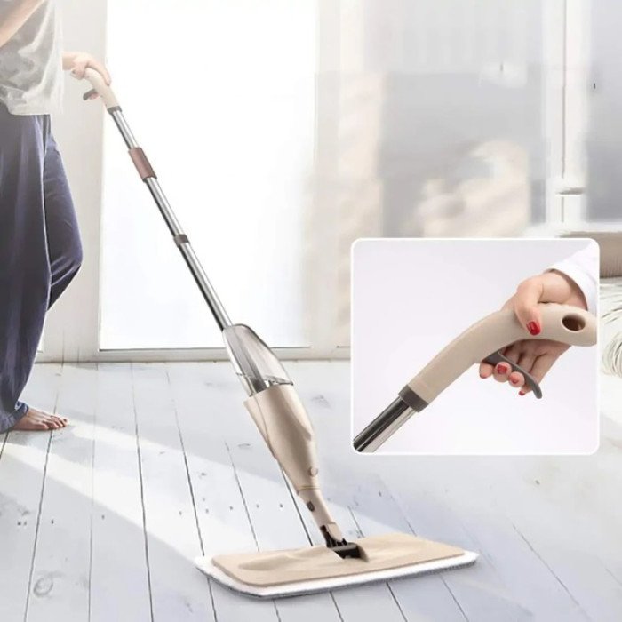 Швабра з розпилювачем Water Spray Mop, Швабра спрей з розпилювачем та ємністю для води. Колір: бежевий
