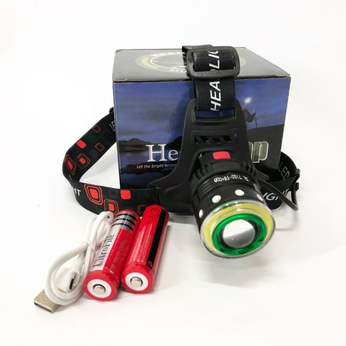 Ліхтар налобний Police T105-T6+COB акумуляторний, водонепроникний ліхтарик, головний ліхтарик