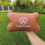 Набір подушок 2шт для автомобіля Volkswagen, з натуральної коричневої шкіри. Подушки на підголовник