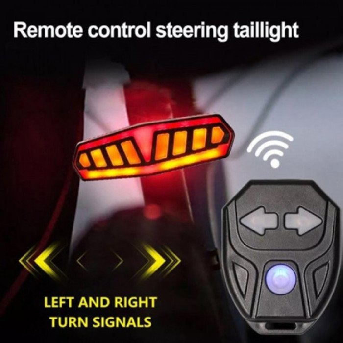 Велоліхтар FY-1828 із зазначенням поворотів (red+yellow), ЗУ Type-C, Мигалка з акумулятором на велосипед