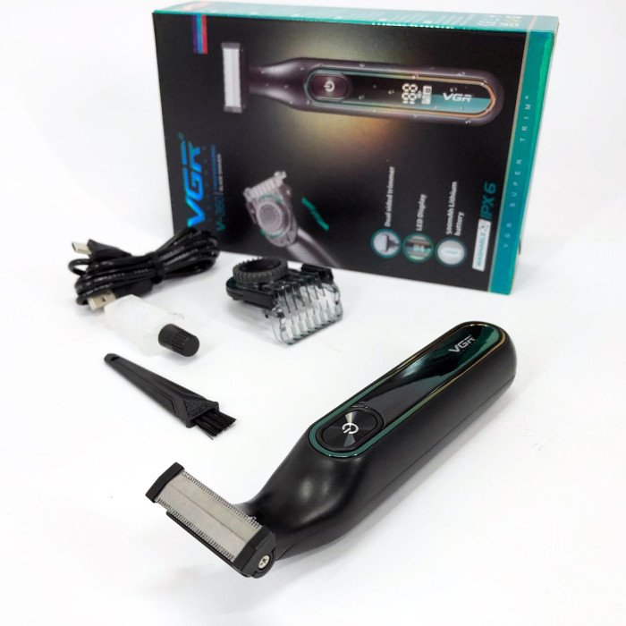 Електробритва VGR V-360 GREEN, Бездротова електробритва, Тример для вусів, Електробритва з насадками