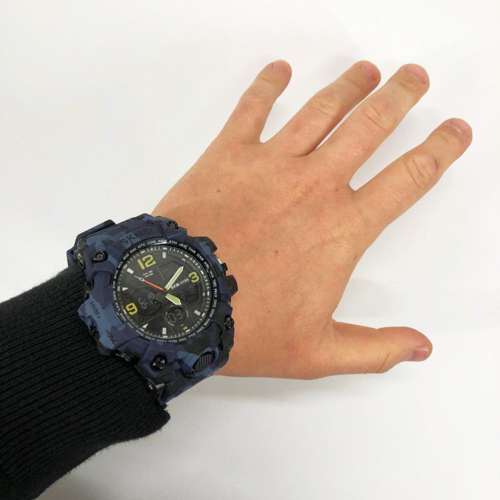 Годинник наручний чоловічий SKMEI 1155BCMBU, армійський годинник протиударний, чоловічий тактичний годинник