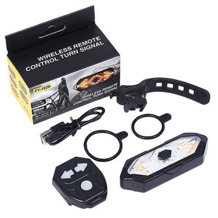 Ліхтар велосипедний задній із зазначенням поворотів FY-1820 (red+yellow), Стоп-сигнал на раму велосипеда