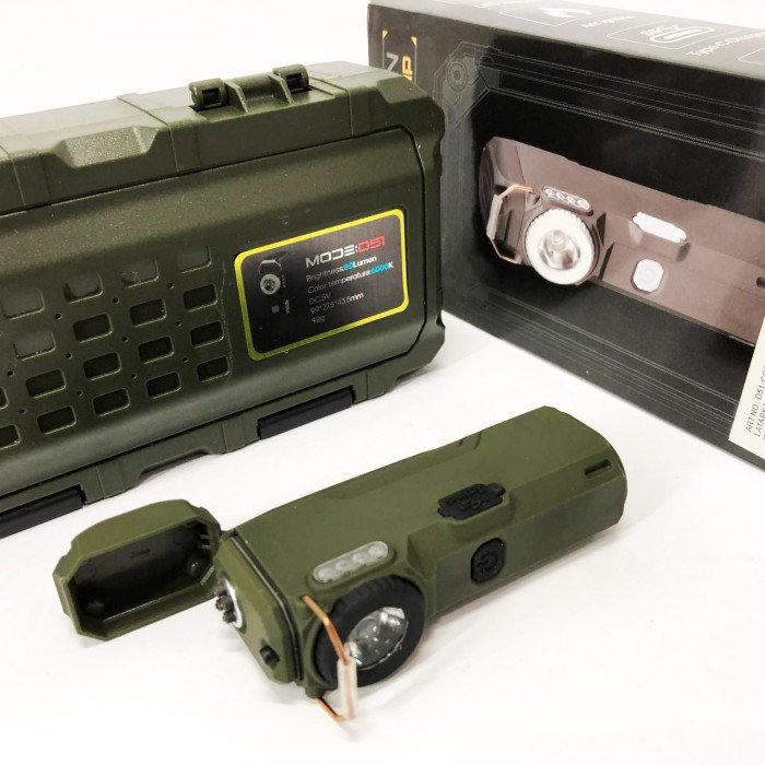 Ліхтарик-запальничка армійська MULTIFUNCTIONAL D51-COB, Запальничка на подарунок в упаковці. Колір: зелений