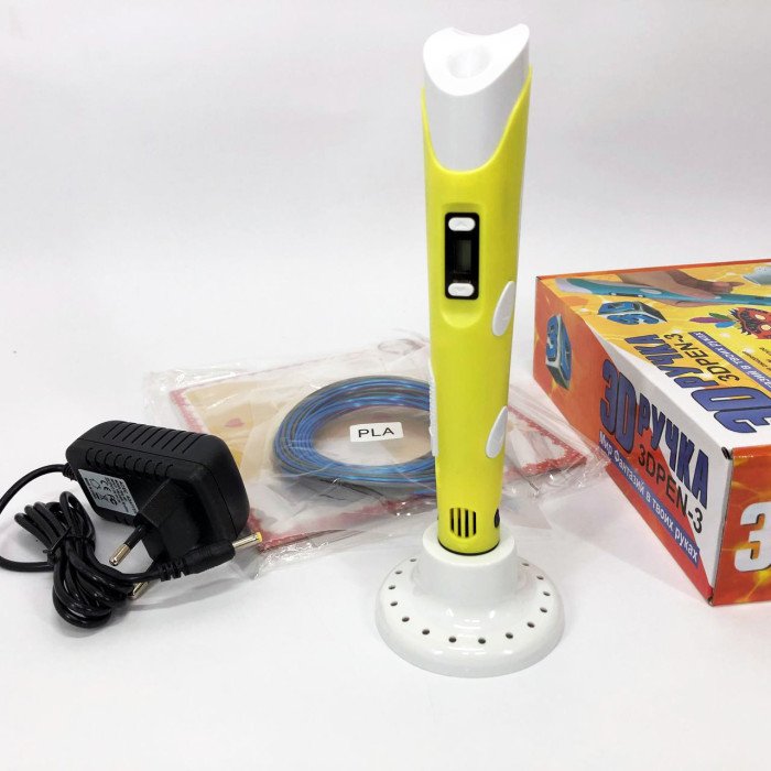3D ручка Smart 3D Pen 2 c LCD дисплеєм, Дитяча електро ручка для фігурок із пластику. Колір: жовтий
