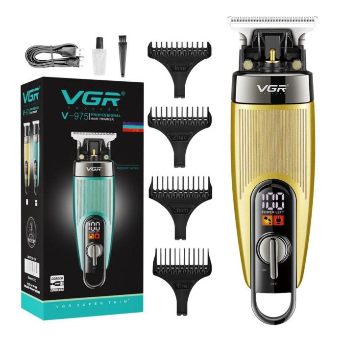 Машинка для стрижки волосся VGR V-975 тример для бороди та вусів. Колір: золотий