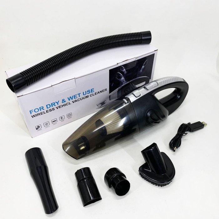 Потужний бездротовий пилосос автомобільний для сухого та вологого прибирання в машині та будинку +5 насадок