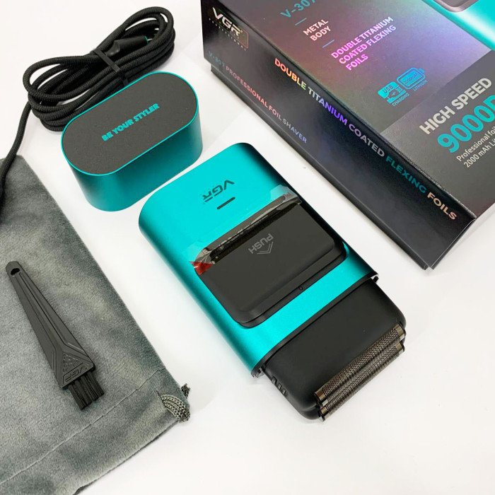 Електробритва-шейвер для бороди та обличчя VGR V-307 GREEN металевий корпус