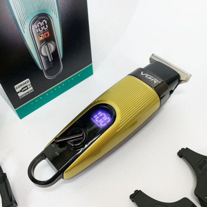 Машинка для стрижки волосся VGR V-975 тример для бороди та вусів. Колір: золотий