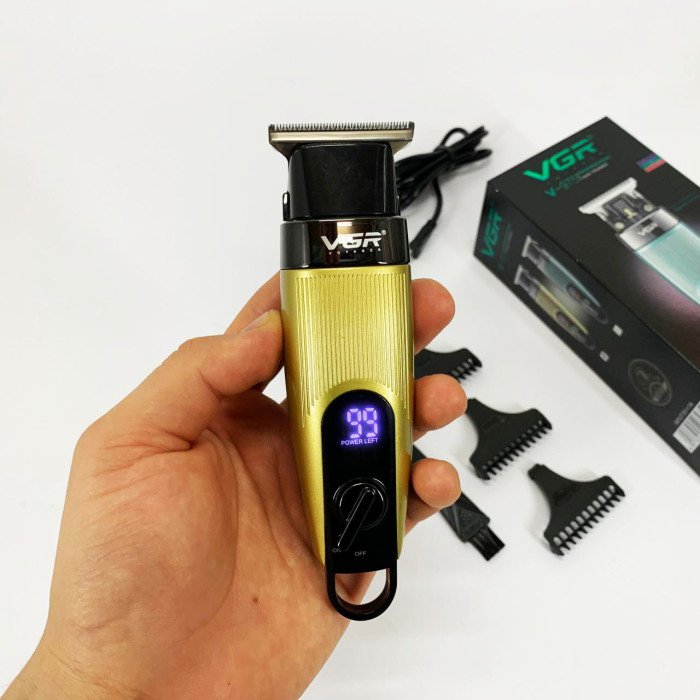Машинка для стрижки волосся VGR V-975 тример для бороди та вусів. Колір: золотий