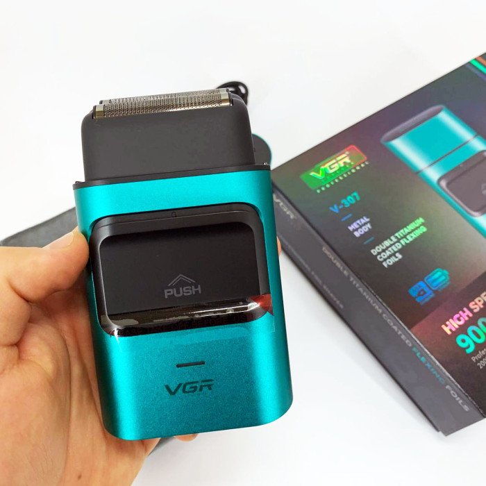 Електробритва-шейвер для бороди та обличчя VGR V-307 GREEN металевий корпус