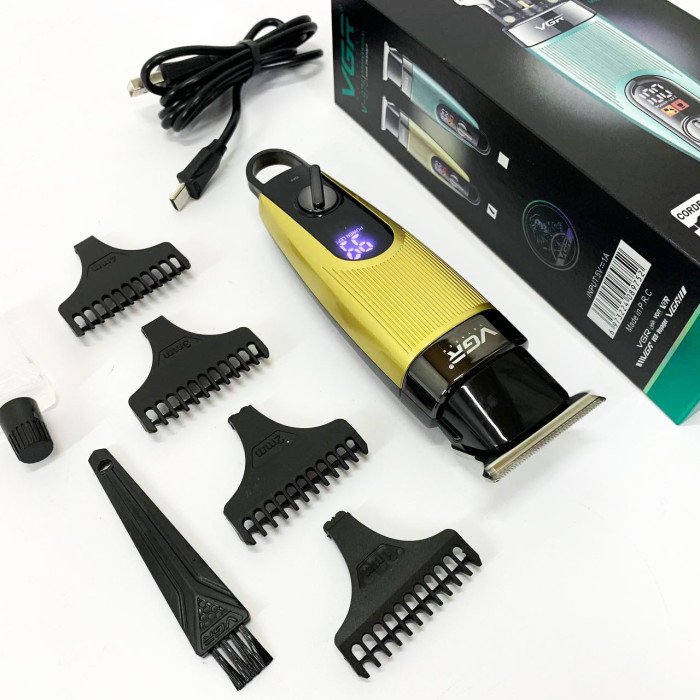 Машинка для стрижки волосся VGR V-975 тример для бороди та вусів. Колір: золотий