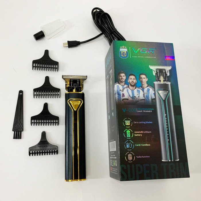 Професійна акумуляторна машинка для стрижки VGR V-009 тример для бороди та вусів. Колір: золотий
