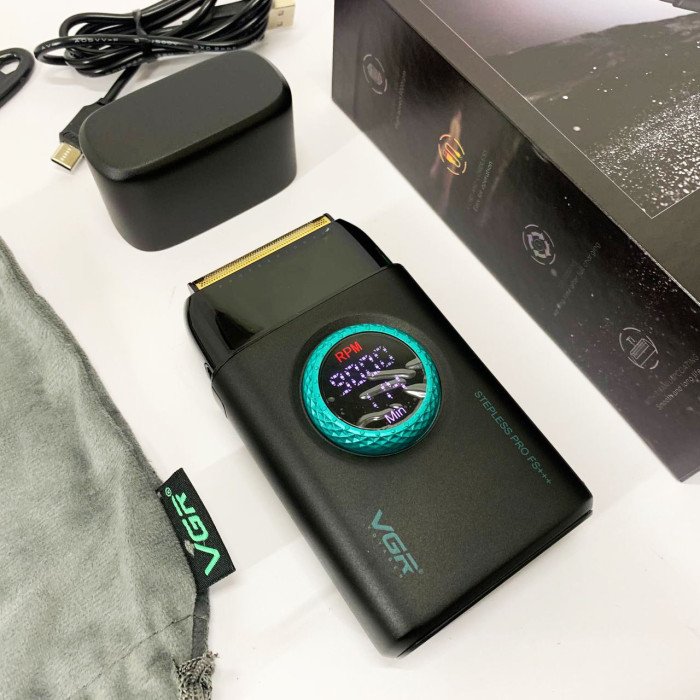 Електробритва VGR V-378 BLACK шейвер, подвійне лезо, регулювання потужності 7000-9000 RPM. Колір: чорний