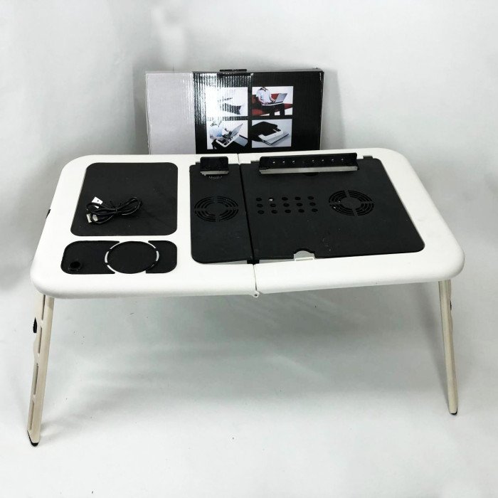 Складаний столик для ноутбука LD-09 E-Table, столик з охолодженням 2 USB кулера, Стіл підставка з вентиляцією