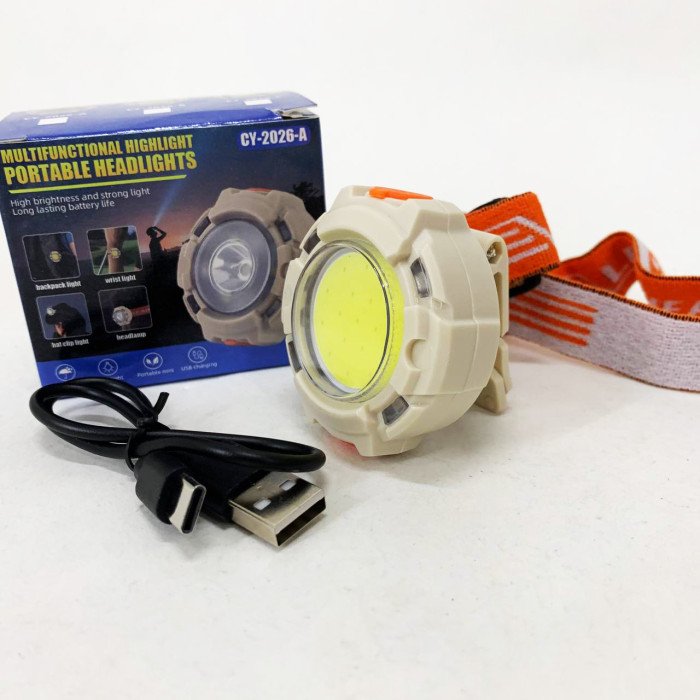 Ліхтар налобний CY-2026-B-COB+2LED(red)+2LED(blue)