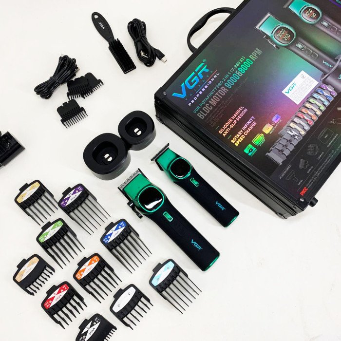 Комплект VGR 2 в 1 V-885 S2 GREEN, акумуляторна машинка для стрижки та триммер