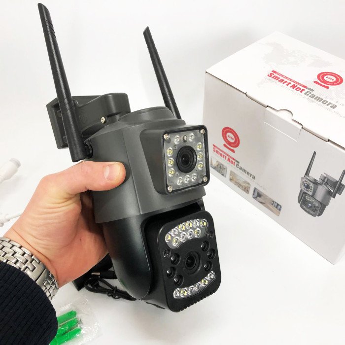 Вулична IP камера 4G/Wi-Fi з двома лінзами SC03 V380pro 4 Mп, Відеокамера з цифровим зумом та мікрофоном