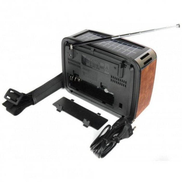 Радіоприймач Golon RX-455S USB акумулятор сонячна панель всехвильовий радіо приймач червоний з деревом