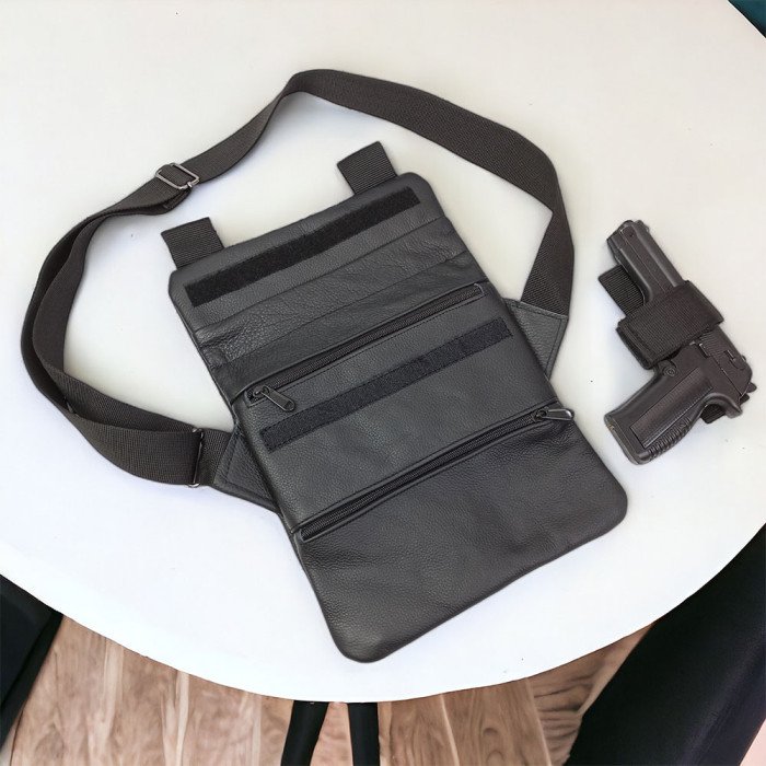 Набір 2В1. Шкіряна сумка з кобурою + ліхтарик професійний POLICE BL-X71-P50