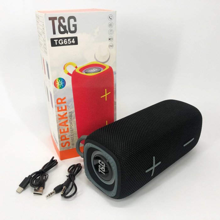 Портативна Bluetooth колонка TG654 8W з підсвічуванням, акумуляторна колонка для музики. Колір: чорний