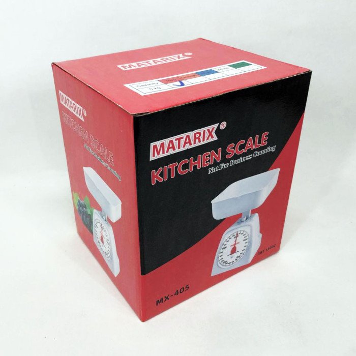 Ваги кухонні механічні MATARIX MX-405 5 кг, ваги для зважування продуктів. Колір: червоний