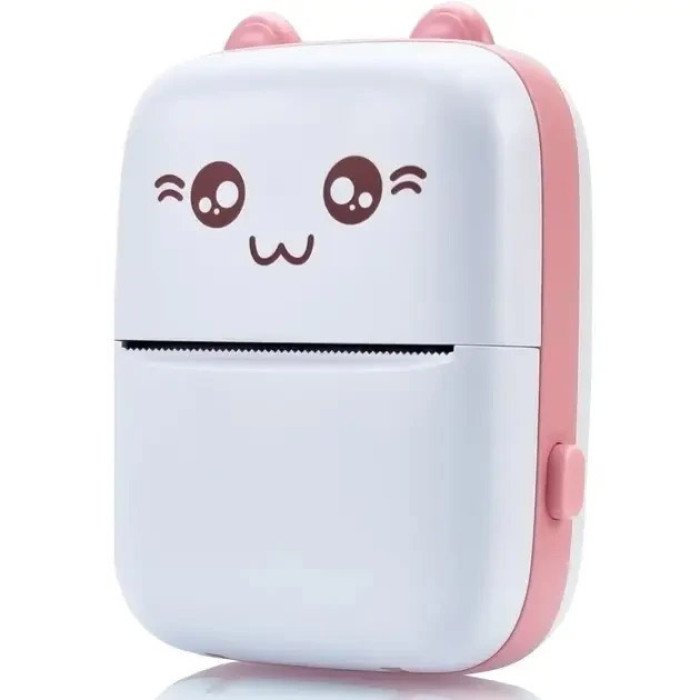 Портативний мініпринтер Mini printer з Bluetooth для термодруку без чорнила зі смартфона. Колір: рожевий