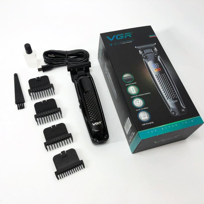 Машинка для стрижки волосся триммер VGR V-972 професійна з насадками акумуляторна USB
