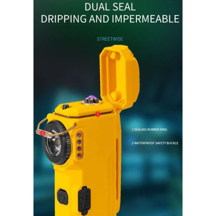 Багатофункціональний армійський ліхтар D50-SMD - індикація заряду, запальничка. Колір: жовтий