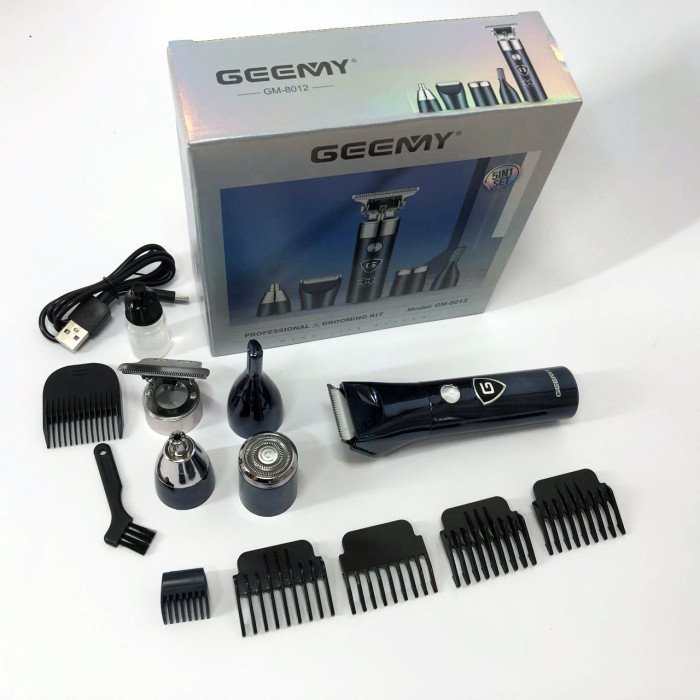 Чоловічий набір Geemy GM-8012 4 в 1, електробритва з насадками для бороди, триммер для бороди