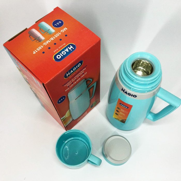 Термос Magio MG-1051B зі скляною колбою, Хороший термос, Термос для води. Колір: блакитний