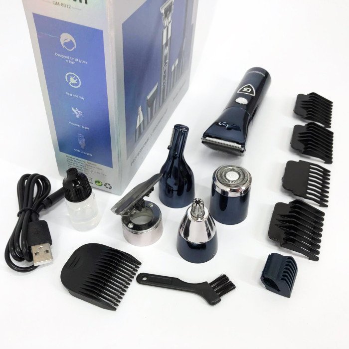 Чоловічий набір Geemy GM-8012 4 в 1, електробритва з насадками для бороди, триммер для бороди