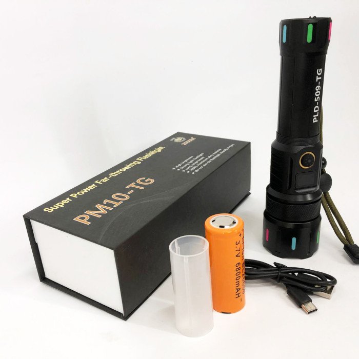 Ліхтар ручний акумуляторний PLD-509 power bank, Ліхтарик тактичний акумуляторний ручний, яскравий ліхтарик